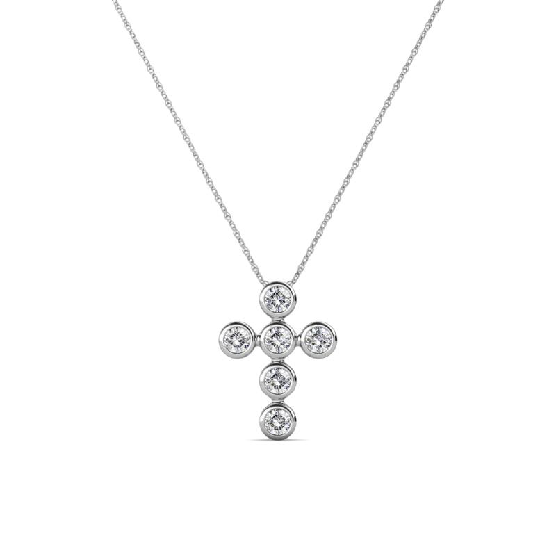 Vianca Petite Round Diamond Cross Pendant Petite Round Diamond Womens Cross Pendant Necklace ctw K White GoldIncluded Inches K White Gold Chain