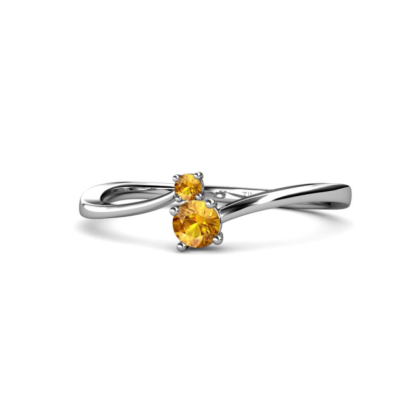Lucie Bold Round Citrine Stone Promise Ring Round Citrine ctw Womens Bypass Stone Promise Ring K White Gold
