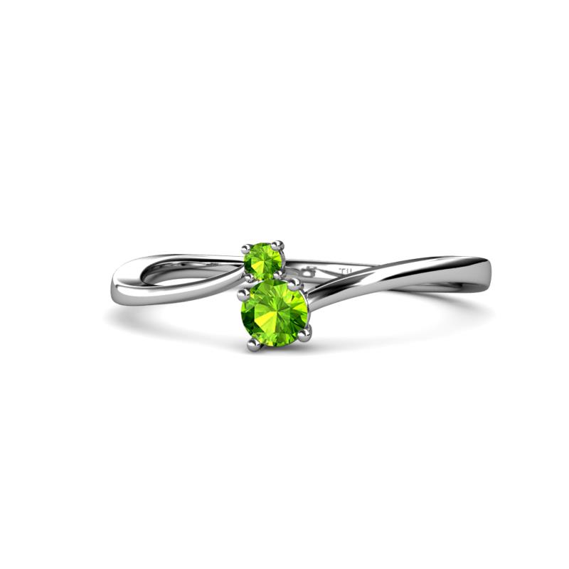 Lucie Bold Round Peridot Stone Promise Ring Round Peridot ctw Womens Bypass Stone Promise Ring K White Gold