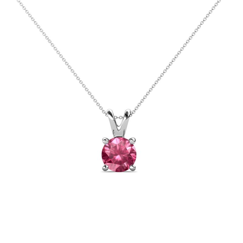 Jassiel Round Pink Tourmaline Double Bail Solitaire Pendant Necklace Round Pink Tourmaline Double Bail Womens Solitaire Pendant Necklace ct K White GoldIncluded Inches K White Gold Chain