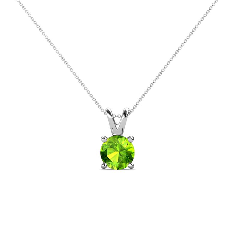 Jassiel Round Peridot Double Bail Solitaire Pendant Necklace Round Peridot Double Bail Womens Solitaire Pendant Necklace ct K White GoldIncluded Inches K White Gold Chain