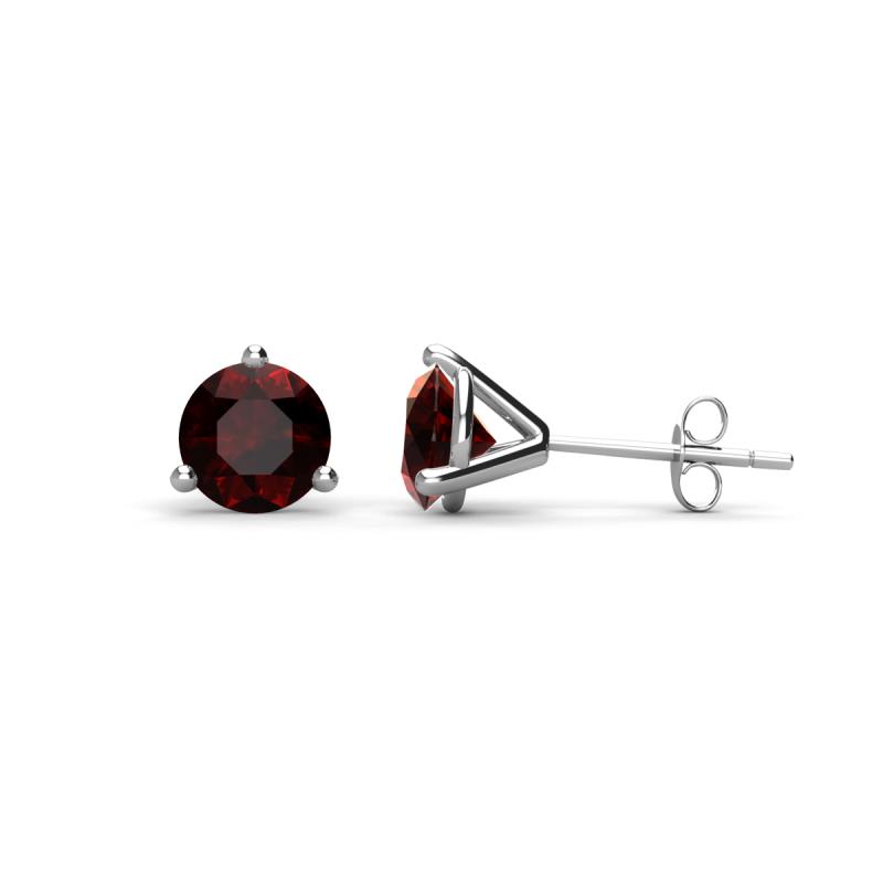 Pema ctw Red Garnet Martini Solitaire Stud Earrings Red Garnet Three Prong Martini Stud Earrings ctw in K White Gold