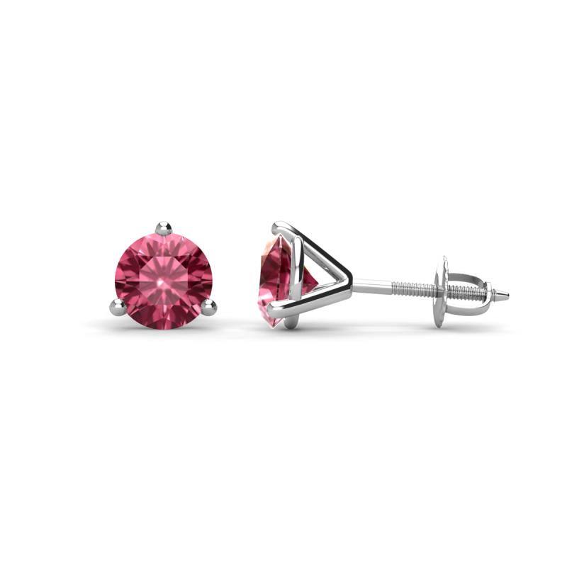 Pema ctw Pink Tourmaline Martini Solitaire Stud Earrings Pink Tourmaline Three Prong Martini Stud Earrings ctw in K White Gold