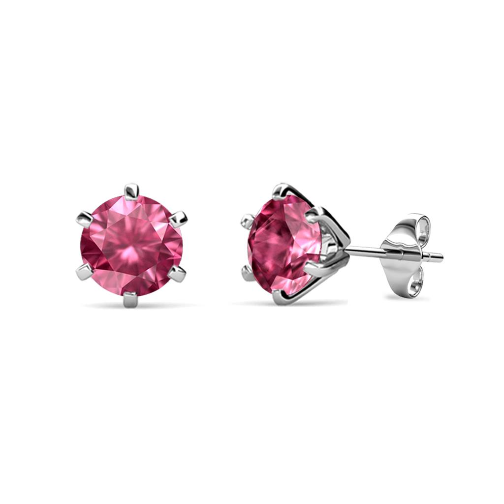 Kenna Pink Tourmaline Martini Solitaire Stud Earrings Pink Tourmaline Six Prong Martini Solitaire Stud Earrings ctw K White Gold