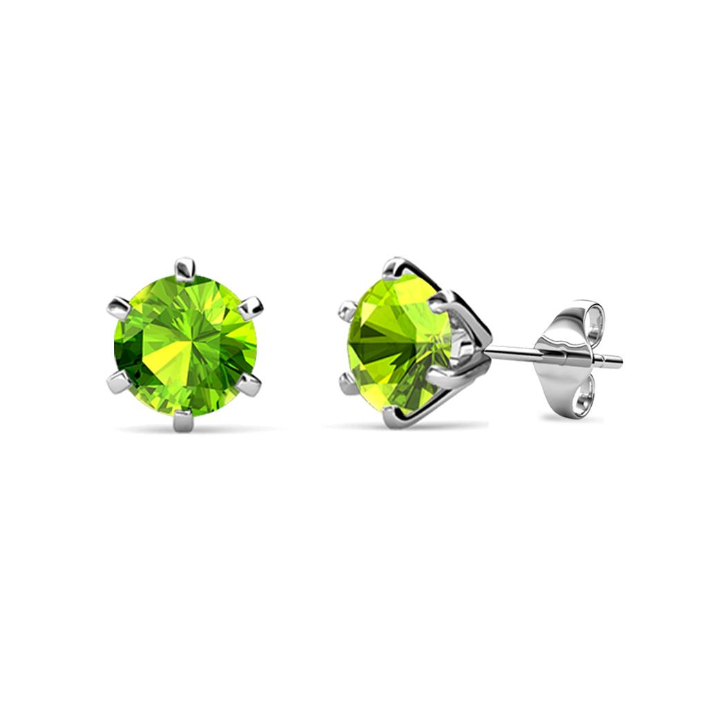 Kenna Peridot Martini Solitaire Stud Earrings Peridot Six Prong Martini Solitaire Stud Earrings ctw K White Gold