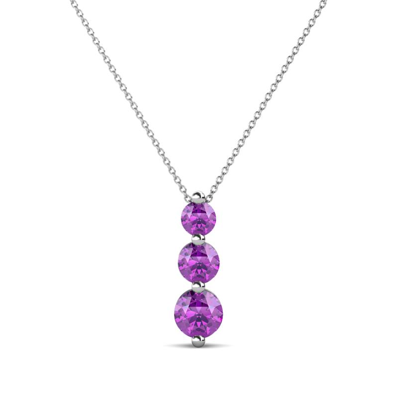 Kesha Round Amethyst Graduated Three Stone Drop Pendant Round Amethyst Graduated Three Stone Drop Pendant ctw K White GoldIncluded Inches K White Gold Chain