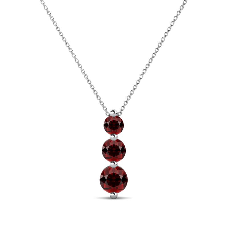Kesha Round Red Garnet Graduated Three Stone Drop Pendant Round Red Garnet Graduated Three Stone Drop Pendant ctw K White GoldIncluded Inches K White Gold Chain