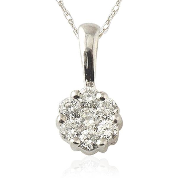 Cluster Pendant Natural White Round Diamond cttw I I ClarityGH Color Cluster Pendant in k White GoldIncluded with k White Gold Chain