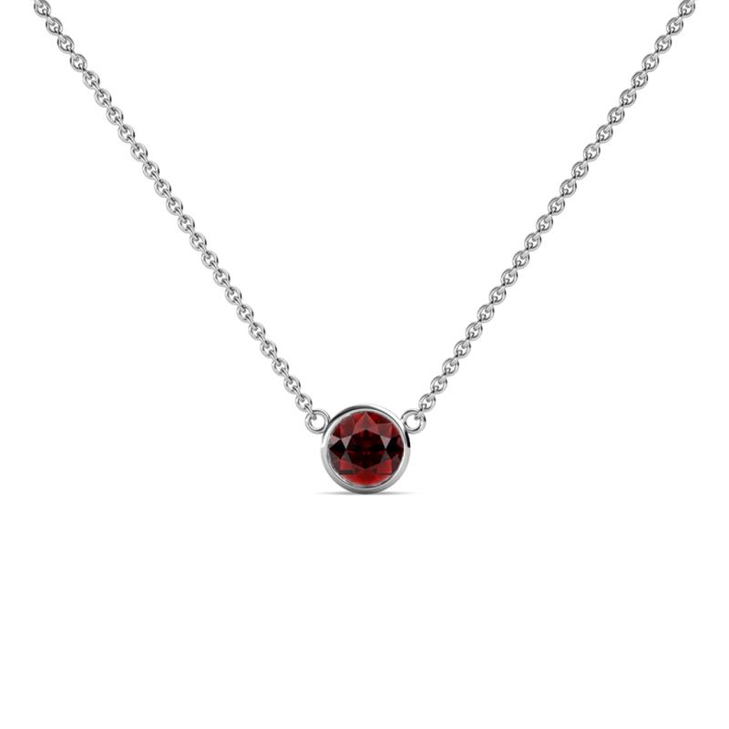 Merilyn Round Red Garnet Bezel Set Solitaire Pendant Round Red Garnet Bezel Set Womens Solitaire Pendant Necklace ct K White GoldIncluded Inches K White Gold Chain