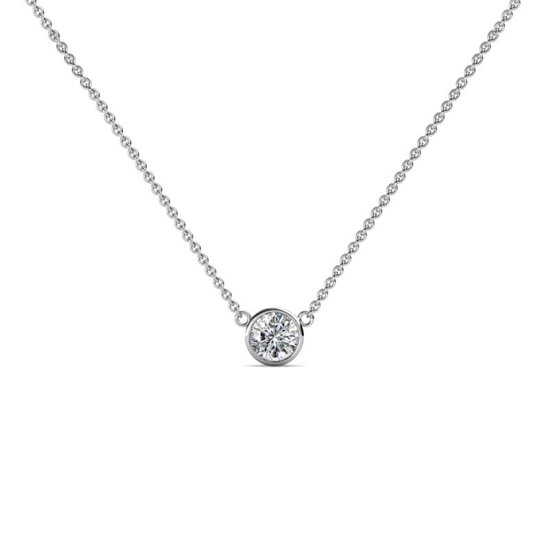 Merilyn Round Diamond Bezel Set Solitaire Pendant Round Diamond Bezel Set Womens Solitaire Pendant Necklace ct K White GoldIncluded Inches K White Gold Chain