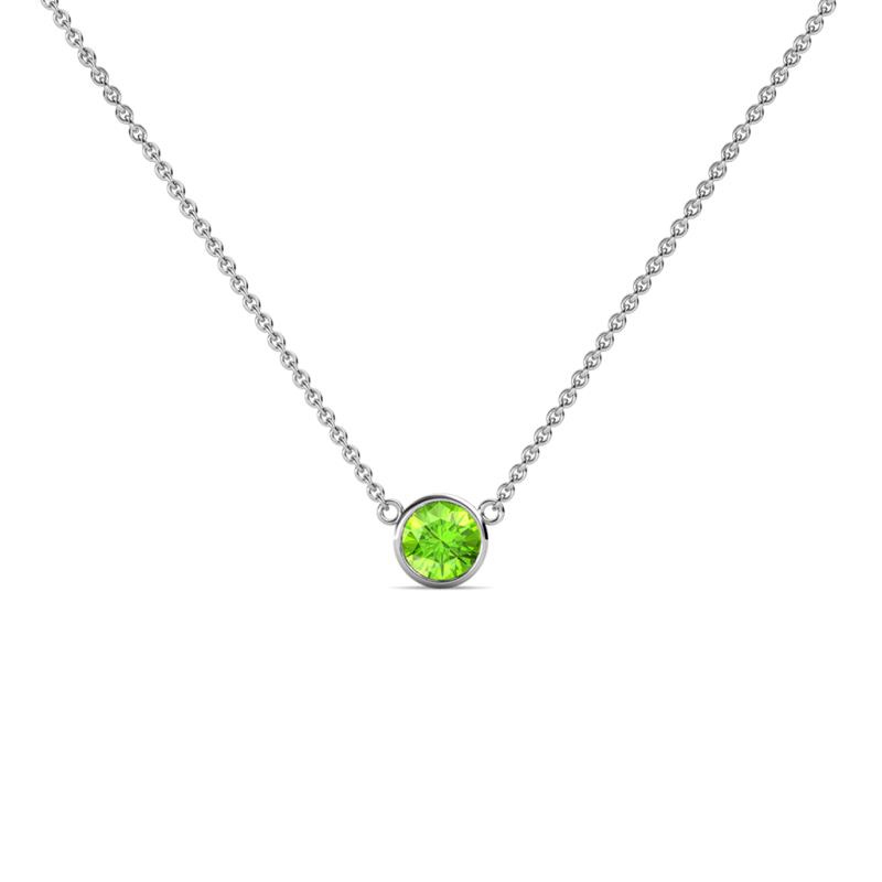 Merilyn Round Peridot Bezel Set Solitaire Pendant Round Peridot Bezel Set Womens Solitaire Pendant Necklace ct K White GoldIncluded Inches K White Gold Chain