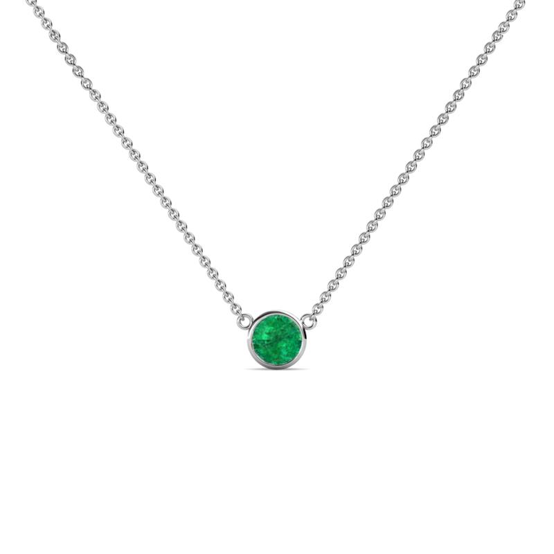 Merilyn Round Emerald Bezel Set Solitaire Pendant Round Emerald Bezel Set Womens Solitaire Pendant Necklace ct K White GoldIncluded Inches K White Gold Chain