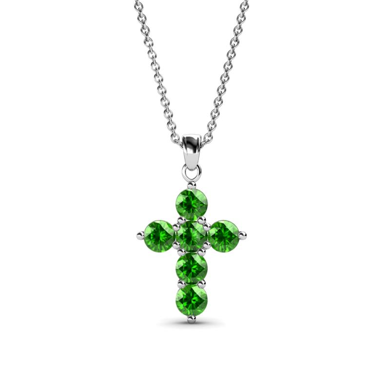 Isabella Green Garnet Cross Pendant Green Garnet Womens Cross Pendant Necklace ctw K White GoldIncluded Inches K White Gold Chain