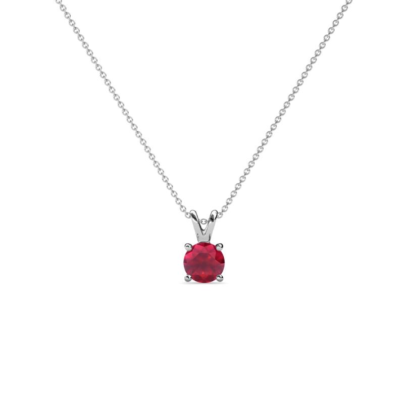Jassiel Round Ruby Double Bail Solitaire Pendant Necklace Round Ruby Double Bail Womens Solitaire Pendant Necklace ct K White GoldIncluded Inches K White Gold Chain