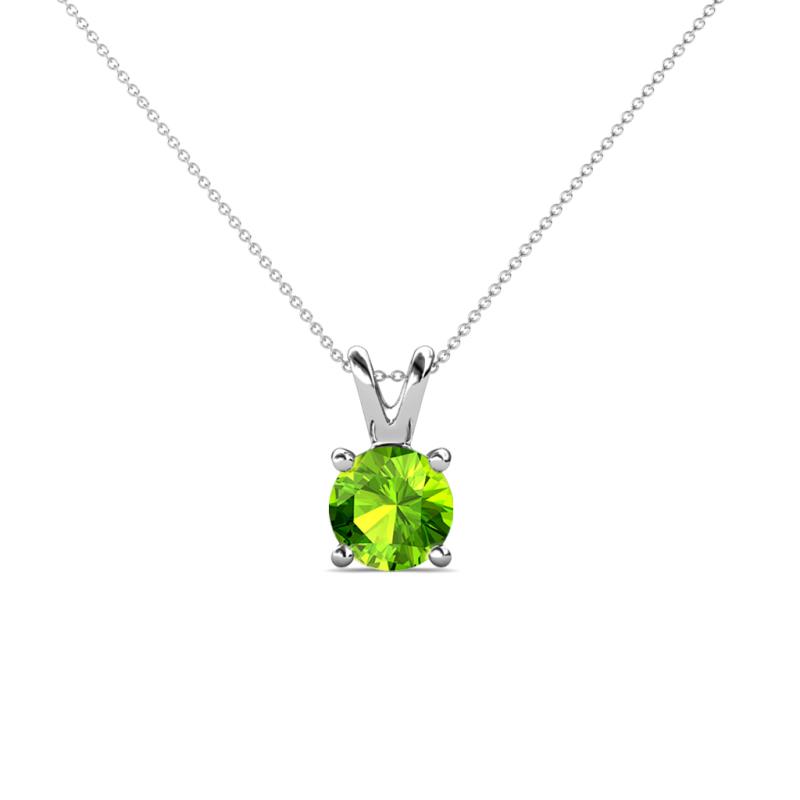 Jassiel Round Peridot Double Bail Solitaire Pendant Necklace Round Peridot Double Bail Womens Solitaire Pendant Necklace ct K White GoldIncluded Inches K White Gold Chain