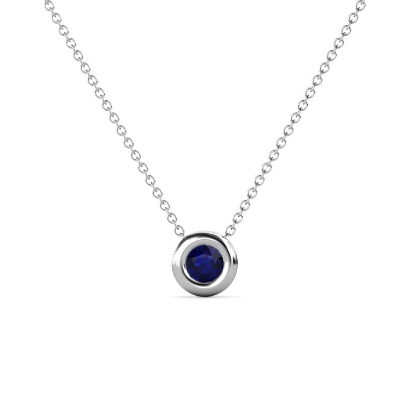 Arela Round Blue Sapphire Donut Bezel Solitaire Pendant Necklace ct Round Blue Sapphire Donut Bezel Set Womens Solitaire Pendant Necklace K White GoldIncluded Inches K White Gold Chain