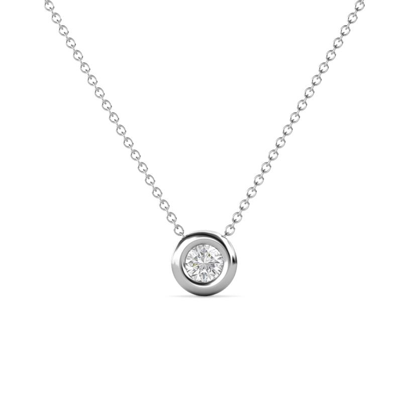 Arela Round White Sapphire Donut Bezel Solitaire Pendant Necklace ct Round White Sapphire Donut Bezel Set Womens Solitaire Pendant Necklace K White GoldIncluded Inches K White Gold Chain