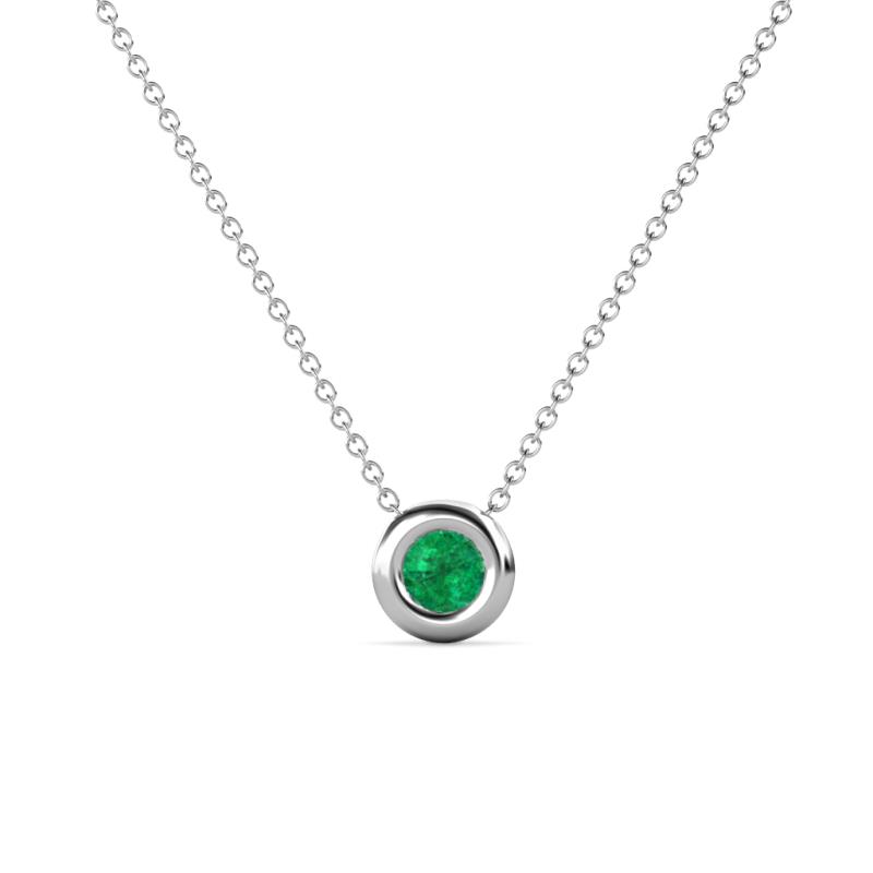 Arela Round Emerald Donut Bezel Solitaire Pendant Necklace ct Round Emerald Donut Bezel Set Womens Solitaire Pendant Necklace K White GoldIncluded Inches K White Gold Chain