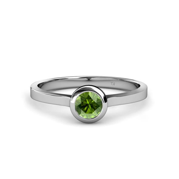 Natare Green Garnet Solitaire Ring Green Garnet Floating Stone Solitaire Ring ct in K White Gold