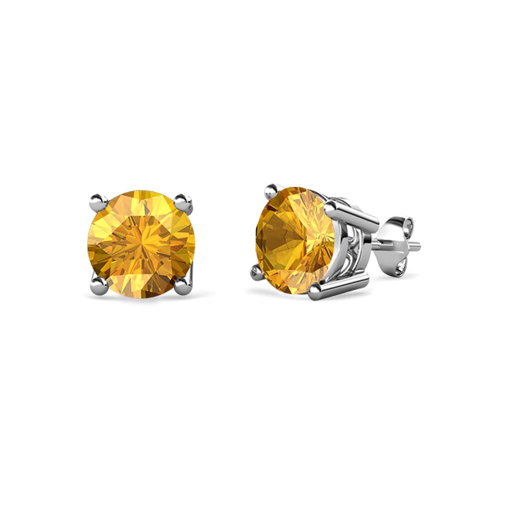 Alina Citrine Solitaire Stud Earrings Citrine Four Prong Solitaire Womens Stud Earrings ctw K White Gold