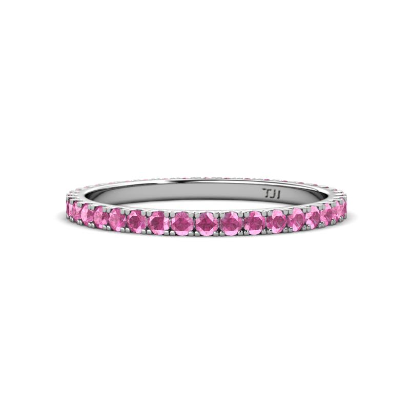 Lara Pink Sapphire Eternity Band Round Pink Sapphire ctw French Set Womens Eternity Ring Stackable K White Gold