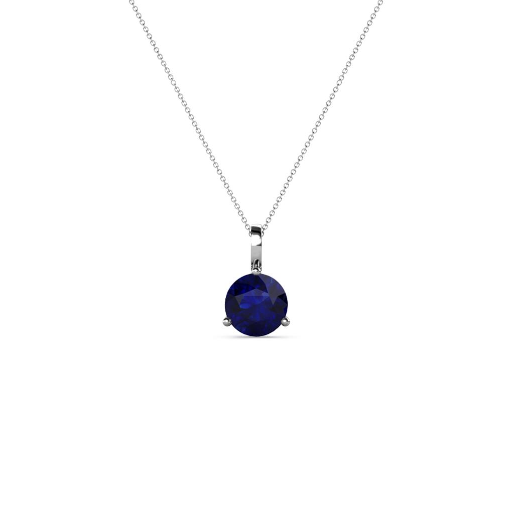 Sheryl Blue Sapphire Solitaire Pendant Round Blue Sapphire ct Prong Womens Solitaire Pendant Necklace K White GoldIncluded Inches K White Gold Chain