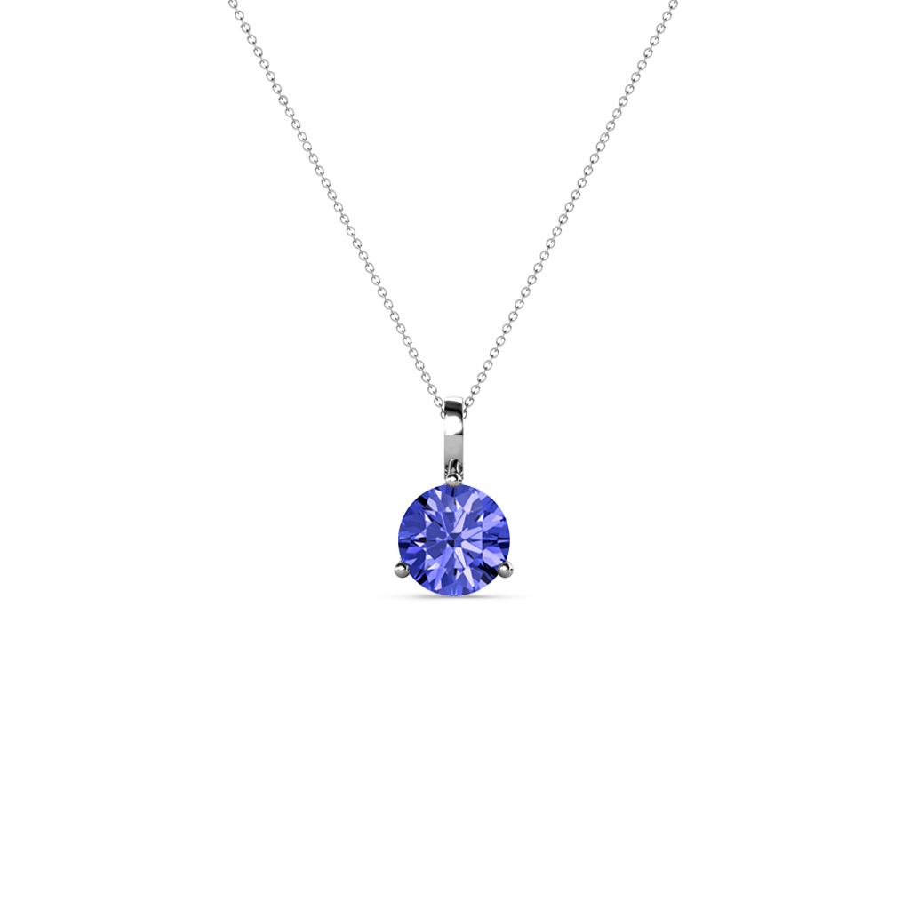 Sheryl Tanzanite Solitaire Pendant Round Tanzanite ct Prong Womens Solitaire Pendant Necklace K White GoldIncluded Inches K White Gold Chain