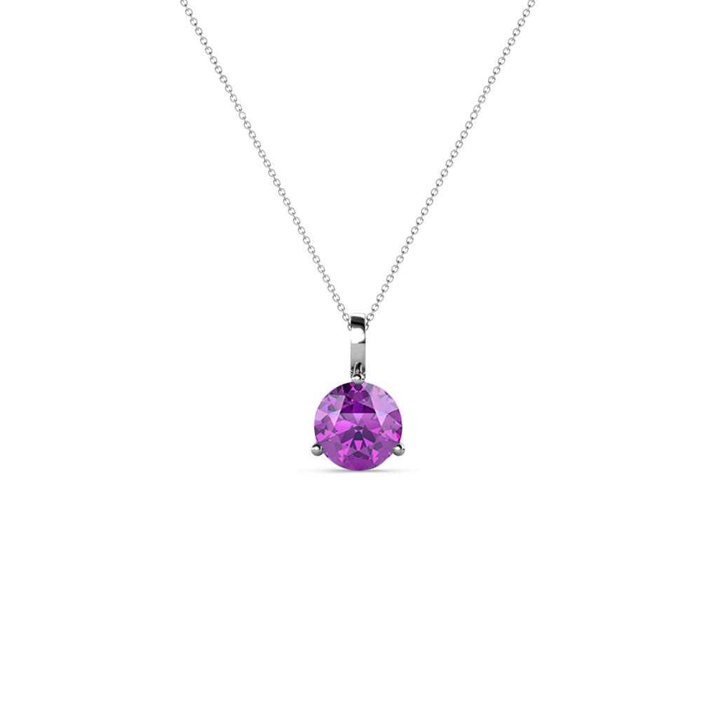 Sheryl Amethyst Solitaire Pendant Round Amethyst ct Prong Womens Solitaire Pendant Necklace K White GoldIncluded Inches K White Gold Chain