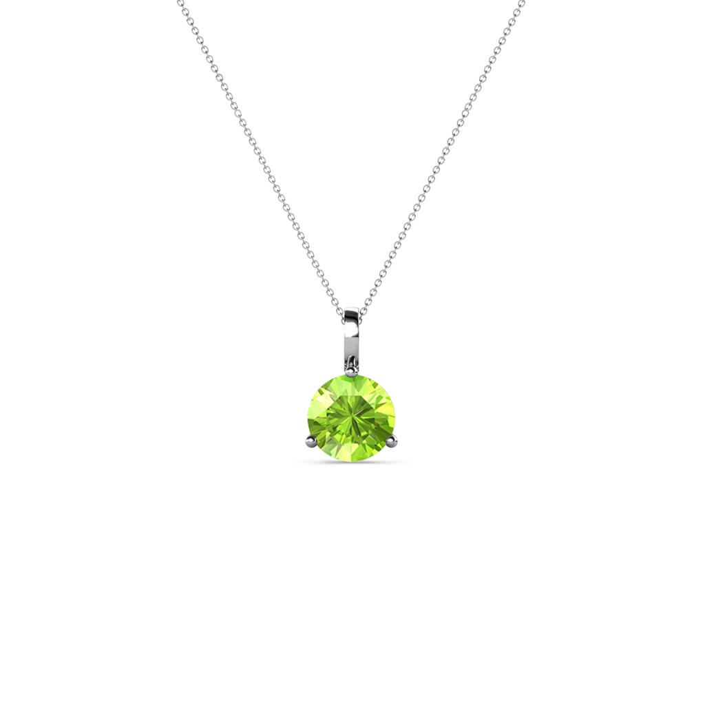 Sheryl Peridot Solitaire Pendant Round Peridot ct Prong Womens Solitaire Pendant Necklace K White GoldIncluded Inches K White Gold Chain
