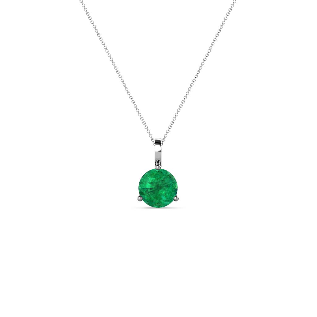 Sheryl Emerald Solitaire Pendant Round Emerald ct Prong Womens Solitaire Pendant Necklace K White GoldIncluded Inches K White Gold Chain