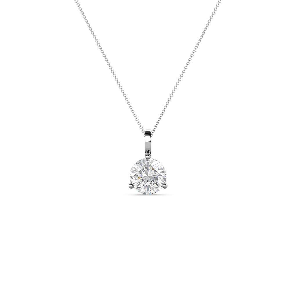 Sheryl White Sapphire Solitaire Pendant Round White Sapphire ct Prong Womens Solitaire Pendant Necklace K White GoldIncluded Inches K White Gold Chain