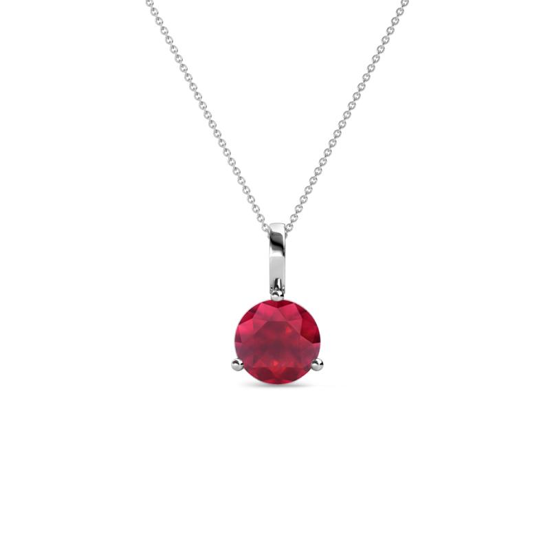 Sheryl Ruby Solitaire Pendant Round Ruby ct Prong Womens Solitaire Pendant Necklace K White GoldIncluded Inches K White Gold Chain