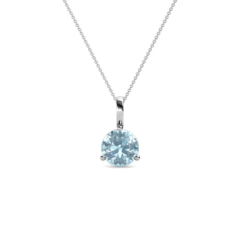 Sheryl Aquamarine Solitaire Pendant Round Aquamarine ct Prong Womens Solitaire Pendant Necklace K White GoldIncluded Inches K White Gold Chain