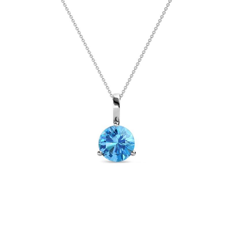 Sheryl Blue Topaz Solitaire Pendant Round Blue Topaz ct Prong Womens Solitaire Pendant Necklace K White GoldIncluded Inches K White Gold Chain