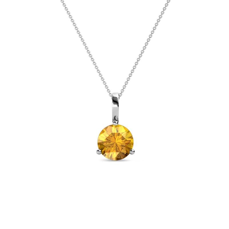 Sheryl Citrine Solitaire Pendant Round Citrine ct Prong Womens Solitaire Pendant Necklace K White GoldIncluded Inches K White Gold Chain