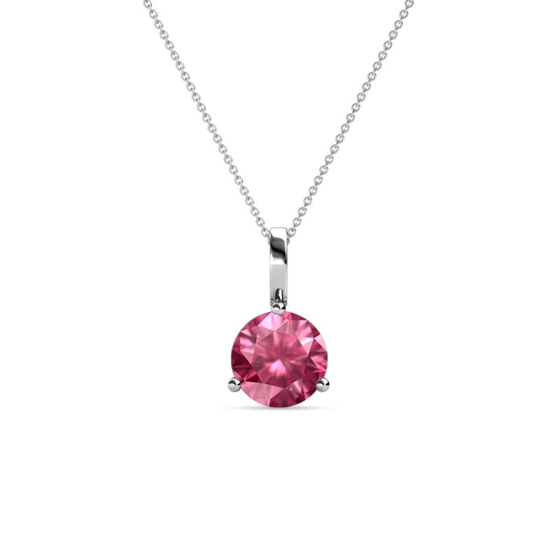 Sheryl Pink Tourmaline Solitaire Pendant Round Pink Tourmaline ct Prong Womens Solitaire Pendant Necklace K White GoldIncluded Inches K White Gold Chain