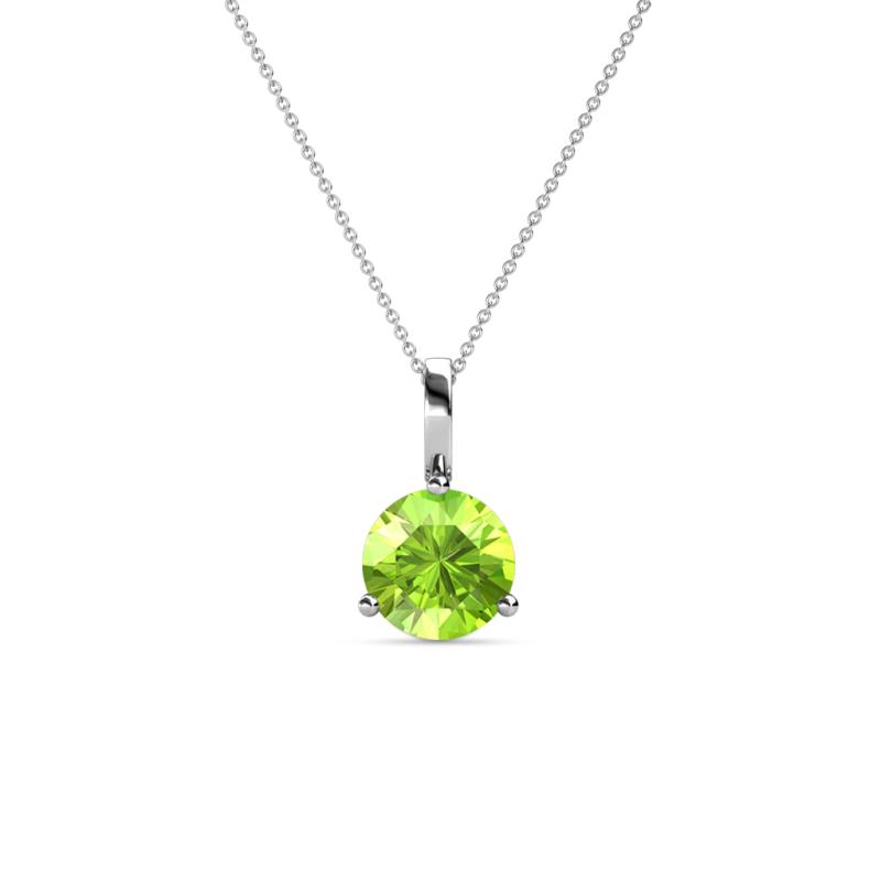 Sheryl Peridot Solitaire Pendant Round Peridot ct Prong Womens Solitaire Pendant Necklace K White GoldIncluded Inches K White Gold Chain