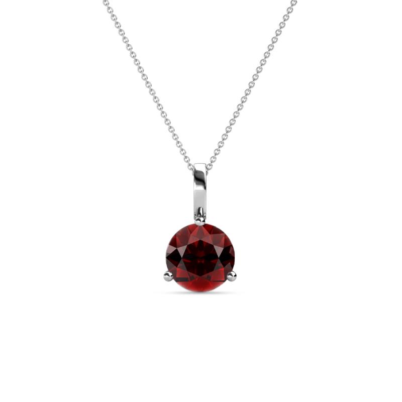 Sheryl Red Garnet Solitaire Pendant Round Red Garnet ct Prong Womens Solitaire Pendant Necklace K White GoldIncluded Inches K White Gold Chain