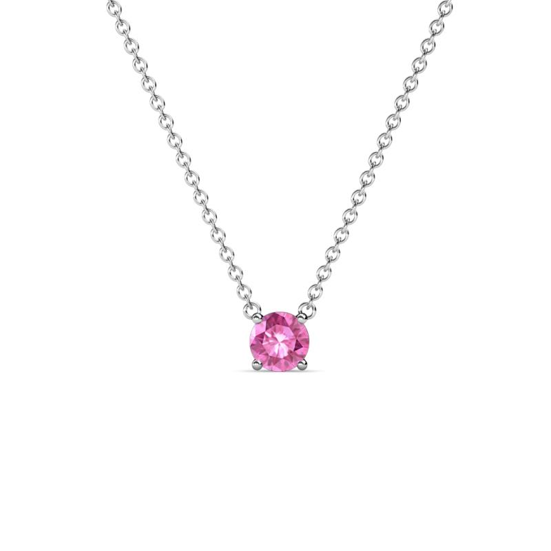 Juliana Round Pink Sapphire Solitaire Pendant Necklace ct Round Pink Sapphire Womens Solitaire Pendant Necklace K White GoldIncluded Inches K White Gold Chain