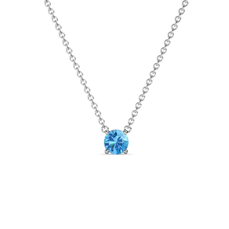 Juliana Round Blue Topaz Solitaire Pendant Necklace ct Round Blue Topaz Womens Solitaire Pendant Necklace K White GoldIncluded Inches K White Gold Chain