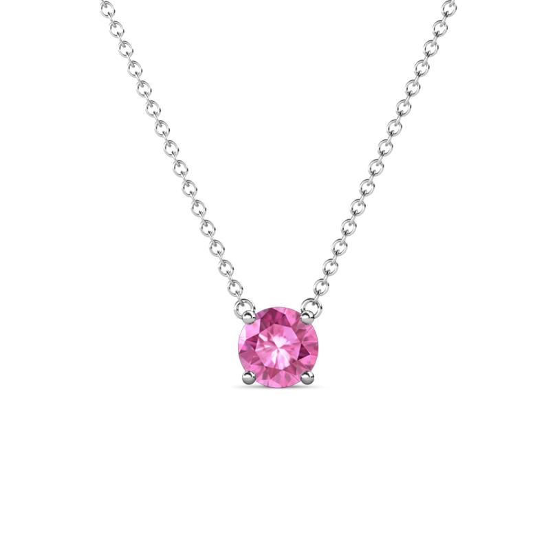 Juliana Round Lab Created Pink Sapphire Solitaire Pendant Necklace ct Round Lab Created Pink Sapphire Womens Solitaire Pendant Necklace K White GoldIncluded Inches K White Gold Chain