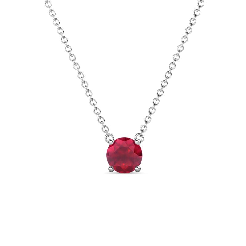 Juliana Round Ruby Solitaire Pendant Necklace ct Round Ruby Womens Solitaire Pendant Necklace K White GoldIncluded Inches K White Gold Chain