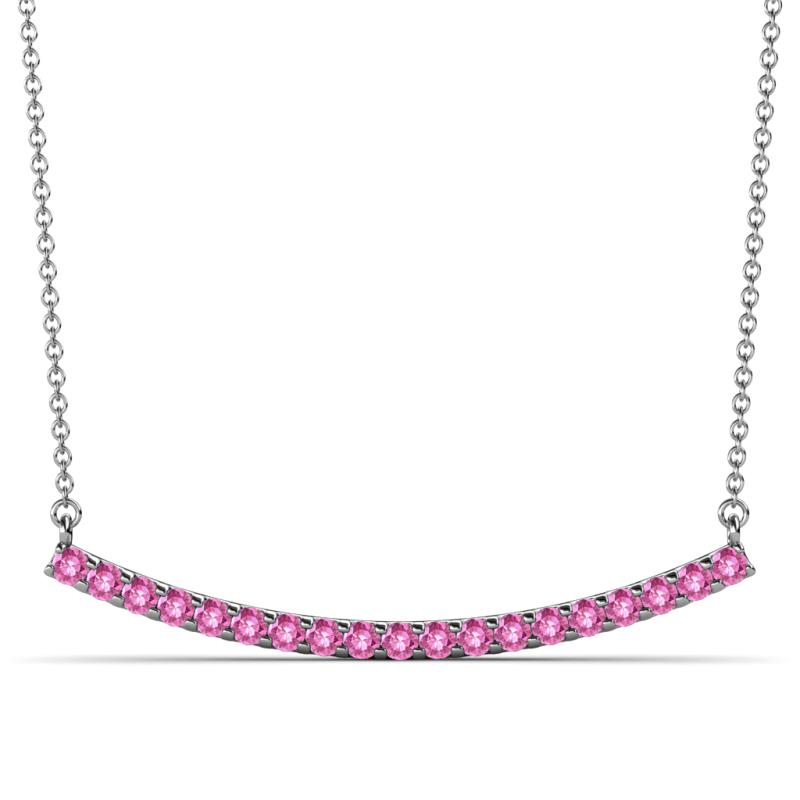 Nancy Round Pink Sapphire Curved Bar Pendant Necklace Round Pink Sapphire ctw Womens Curved Bar Pendant Necklace K White GoldIncluded Inches K White Gold Chain