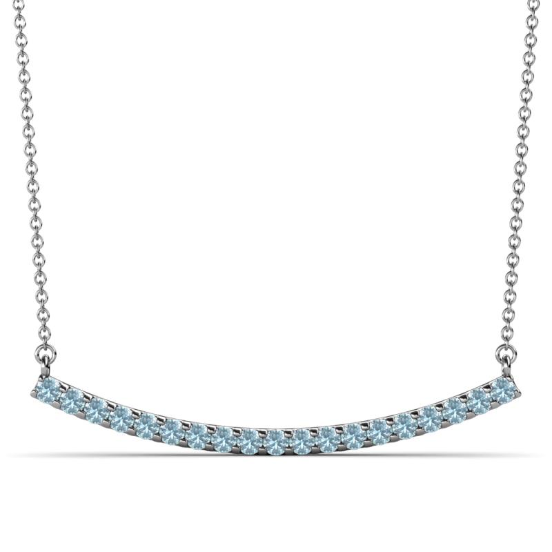 Nancy Round Aquamarine Curved Bar Pendant Necklace Round Aquamarine ctw Womens Curved Bar Pendant Necklace K White GoldIncluded Inches K White Gold Chain