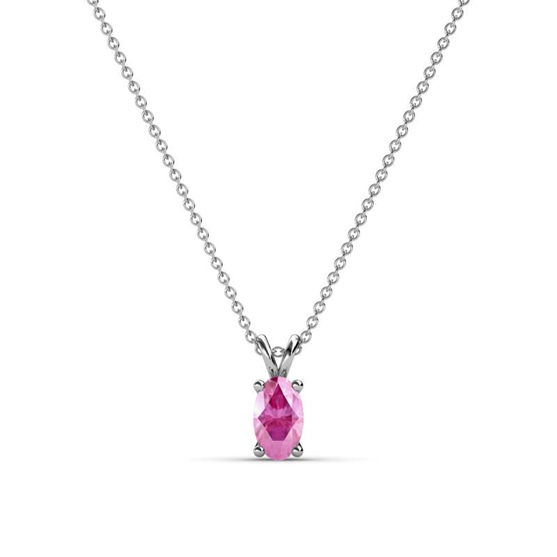 Jassiel x Oval Cut Pink Sapphire Double Bail Solitaire Pendant Necklace Oval Cut x Pink Sapphire Double Bail Womens Solitaire Pendant Necklace ct K White GoldIncluded Inches K White Gold Chain