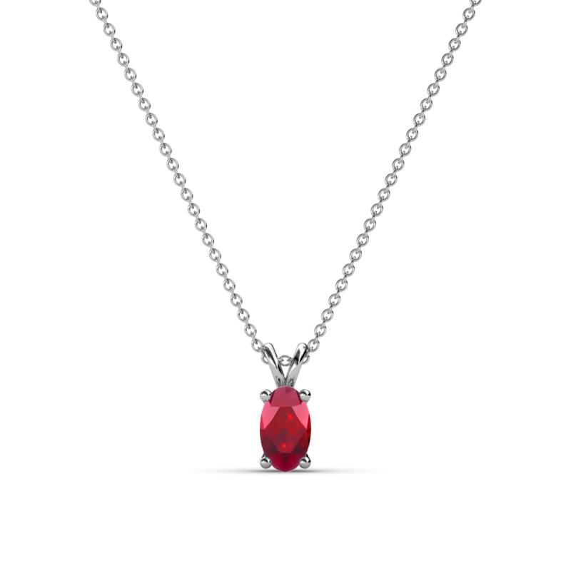 Jassiel x Oval Cut Ruby Double Bail Solitaire Pendant Necklace Oval Cut x Ruby Double Bail Womens Solitaire Pendant Necklace ct K White GoldIncluded Inches K White Gold Chain