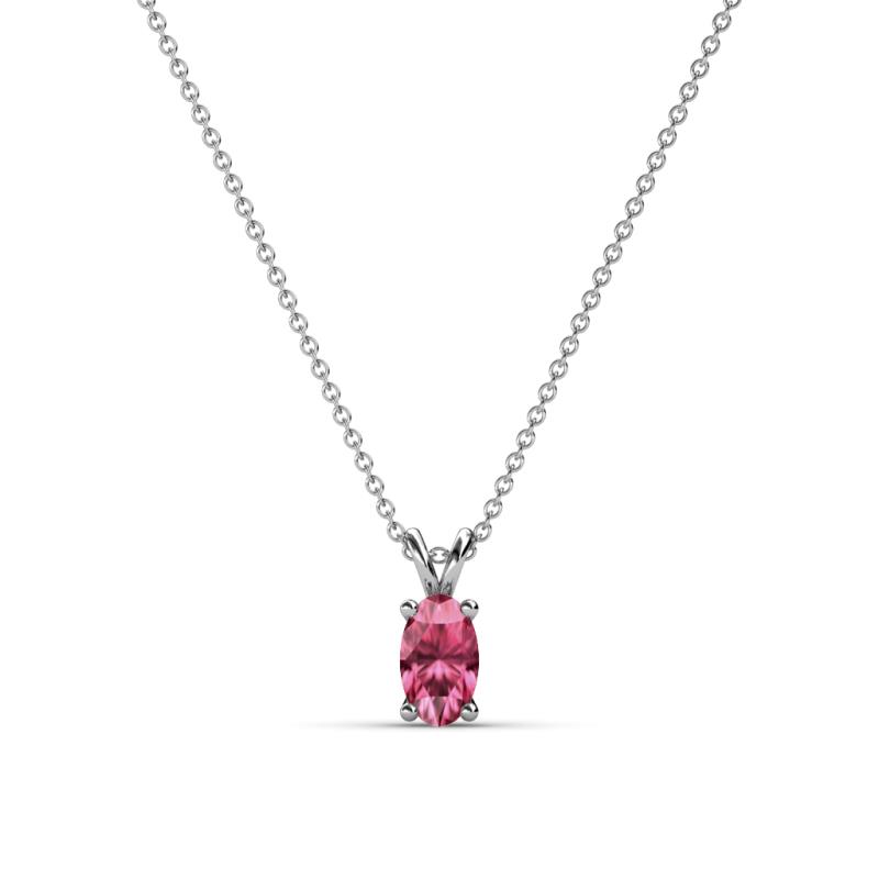 Jassiel x Oval Cut Pink Tourmaline Double Bail Solitaire Pendant Necklace Oval Cut x Pink Tourmaline Double Bail Womens Solitaire Pendant Necklace ct K White GoldIncluded Inches K White Gold Chain