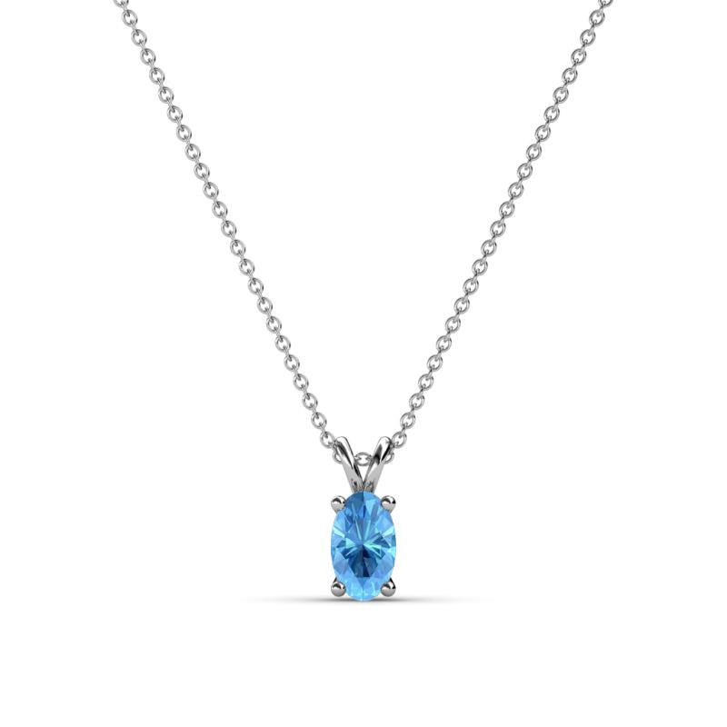 Jassiel x Oval Cut Blue Topaz Double Bail Solitaire Pendant Necklace Oval Cut x Blue Topaz Double Bail Womens Solitaire Pendant Necklace ct K White GoldIncluded Inches K White Gold Chain