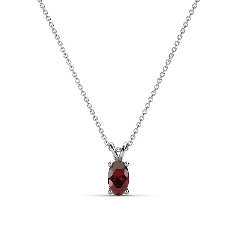 Jassiel x Oval Cut Red Garnet Double Bail Solitaire Pendant Necklace Oval Cut x Red Garnet Double Bail Womens Solitaire Pendant Necklace ct K White GoldIncluded Inches K White Gold Chain