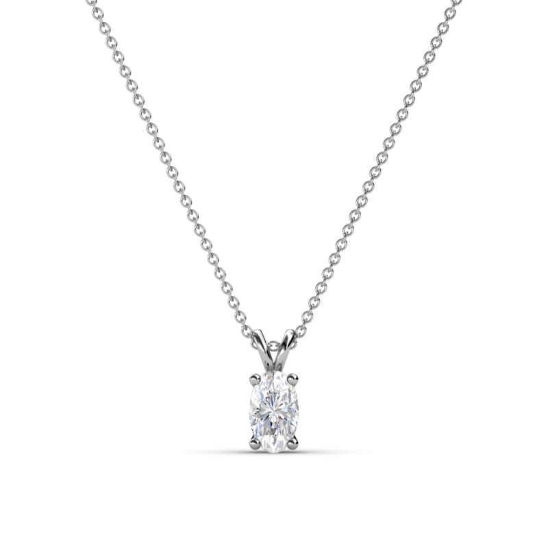 Jassiel x Oval Cut White Sapphire Double Bail Solitaire Pendant Necklace Oval Cut x White Sapphire Double Bail Womens Solitaire Pendant Necklace ct K White GoldIncluded Inches K White Gold Chain